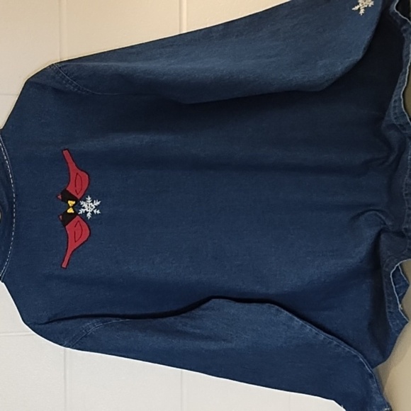 NorthCrest Winter Denim Barn Coat Chore Jacket Embroidery Appliques 26/28 - Picture 11 of 12